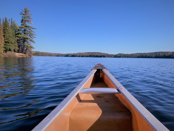 View out fronte of canoe