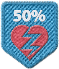 Heart attack symbol at 50%